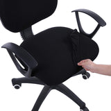 Stretch Jacquard Office Computer Chair Seat Covers, Removable Washable Anti-dust Desk Chair Seat Cushion Protectors - Black