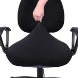Stretch Jacquard Office Computer Chair Seat Covers, Removable Washable Anti-dust Desk Chair Seat Cushion Protectors - Black
