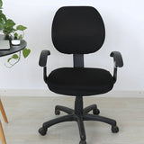 Stretch Jacquard Office Computer Chair Seat Covers, Removable Washable Anti-dust Desk Chair Seat Cushion Protectors - Black