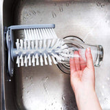 Water Bottle Cleaning Brush Glass Cup Washer with Suction Base Bristle Brush for Beer Cup, Long Leg Cup, Red Wine Glass and More