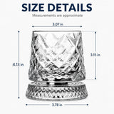 Spinning Whiskey Glasses, 360° Rotating Heavy Crystal Tumblers for Bourbon Scotch Rum Cocktail for Home Bar, Gifts for Men Dad Husband