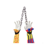 5.6 Ft Halloween Hanging Animated Talking & Shaking Scary Clown with Chain, Touch Activated for Decor