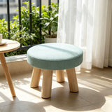 Round Wooden Foot Stool with Padded Seat - Solid Wood Stool for Footrest, Small Side Table, or Extra Seating - Compact Ottoman for Bedroom, Hallway, Patio, or Garden - Portable Space-Saving Stool