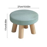 Round Wooden Foot Stool with Padded Seat - Solid Wood Stool for Footrest, Small Side Table, or Extra Seating - Compact Ottoman for Bedroom, Hallway, Patio, or Garden - Portable Space-Saving Stool