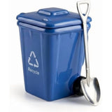 Funny Trash Can Ceramic Coffee Mug with Lid, Novelty Garbage Can Tea Cup Set Includes Shovel Spoon, Quirky Office Desk Drinkware, Creative Gag Gift for Coworker White Elephant Exchange