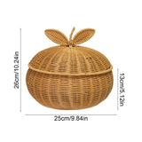 Rattan Bread Basket with Lid, Handwoven Household Basket Boxes, Multi-Purpose Decorative Storage Basket for Sundries Holiday Gift Packaging