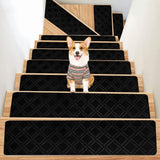 Non Slip Stair Treads 15 Pack Self Adhesive Carpet Mats for Wooden Steps Pet Safe Washable Indoor Staircase Safety Grip Home Decor