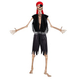 12 Ft Skeleton Pirate Outfit, Giant Skeleton Pirate Costume Accessories Set with Hat & Clothing, Halloween Skeleton Decor for Garden Lawn Outdoor