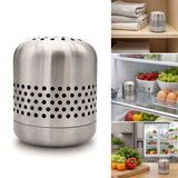 Stainless Steel Refrigerator Deodorizer Box, Reusable Fridge Odor Absorber and Eliminator, No Battery Air Purifier for Freezer, Closet, Cabinet, Car, Bedroom, Compact 3.15in