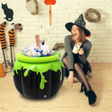 Large Inflatable Halloween Cauldron Drink Cooler, Black Inflatable Cauldron Kettle Halloween Ice Bucket, Inflatable Black Cauldron Ice Bucket for Swimming Pool Halloween Party, 67*60cm