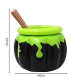 Large Inflatable Halloween Cauldron Drink Cooler, Black Inflatable Cauldron Kettle Halloween Ice Bucket, Inflatable Black Cauldron Ice Bucket for Swimming Pool Halloween Party, 67*60cm