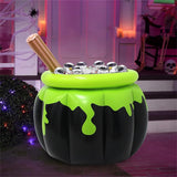 Large Inflatable Halloween Cauldron Drink Cooler, Black Inflatable Cauldron Kettle Halloween Ice Bucket, Inflatable Black Cauldron Ice Bucket for Swimming Pool Halloween Party, 67*60cm