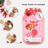 25 Pcs Valentines Day Card Set - DIY Mason Jar Cards, Happy Valentine's Day Cards, Funny Valentine Exchange Cards for Boys Girls Class Classroom Party Favors (Candy Not Included)