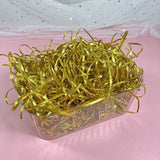 Shimmering Golden Silk Rafi Grass, 100g Glittery Gift Wrapping Filling, Wrapping Crafts Basket Filler Decorative Packaging Floral Arrangement DIY Party Home Decoration