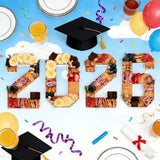 2026 Graduation Decorations - 2026 Cardboard Numbers Charcuterie Board Box, 10" Fillable Paper Tray for Grad Centerpieces Party Table Display Candy Snack Tray for New Year Birthday Celebration