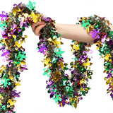 16 Feet   Tinsel Garland Gold Green Purple Mardi Gras Christmas Tree Tinsel Garland Metallic Twisted Hanging for Oktoberfest Birthday Party Decoration