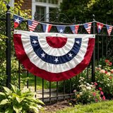 Red White Blue Patriotic Bunting, 36" x 18" 4th of July Decorations Bunting Banner Half Fan Flag for Independence Day Memorial Day Outdoor Home Door Yard Decor