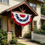 Red White Blue Patriotic Bunting, 36" x 18" 4th of July Decorations Bunting Banner Half Fan Flag for Independence Day Memorial Day Outdoor Home Door Yard Decor