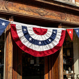 Red White Blue Patriotic Bunting, 36" x 18" 4th of July Decorations Bunting Banner Half Fan Flag for Independence Day Memorial Day Outdoor Home Door Yard Decor
