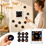 Magnetic Fridge Vinyl Music Box, Magnetic Fridge Music Player with NFC Music Discs, Rotating Mini Record Player with LED Night Light, Refrigerator Magnet Decor for Kitchen Home Office