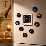 Magnetic Fridge Vinyl Music Box, Magnetic Fridge Music Player with NFC Music Discs, Rotating Mini Record Player with LED Night Light, Refrigerator Magnet Decor for Kitchen Home Office