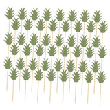 48-Piece Pineapple Leaf Cake Toppers for Pool Party, Scenic Tropical Decorations, Size 1