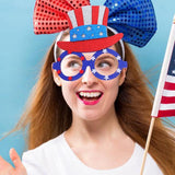 4-Pack Star-Shaped Glasses with USA Flag Design, Lightweight Comfortable Frames for Patriotic Parties, July 4th Celebrations, Adults
