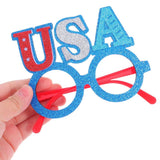 4-Pack Star-Shaped Glasses with USA Flag Design, Lightweight Comfortable Frames for Patriotic Parties, July 4th Celebrations, Adults