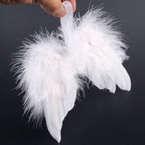 10Pcs Angel White Feather Wing Christmas Tree Decor Hanging Ornament Wedding Prop (White, 20 * 15cm/7.9 * 5.9inch)