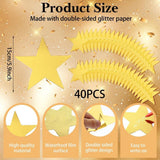 40 Pieces Gold Stars Cutouts, Double Printed Star Paper Star Confetti Cutouts 5.9 Inch Glitter Stars Decorations for Bulletin Board Classroom Wedding Party Supplies