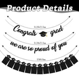 Graduation Banners Party Decorations, Black Glitter We are So Proud of You Graduation Banners Garland for Congratulation Graduations Party Supplies