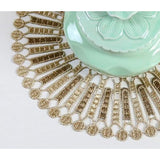 Table Placemats Centerpieces for Dining Room Delicate Silk Lace Embroidery Round 11inch Gold Color Glass Bowl Dish Serving