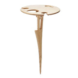 Outdoor Wine Table with Folding Round Desktop,Wooden Portable Picnic Table Modern Wine Glass Rack Wine Bottle Holder Mini