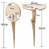 Outdoor Wine Table with Folding Round Desktop,Wooden Portable Picnic Table Modern Wine Glass Rack Wine Bottle Holder Mini