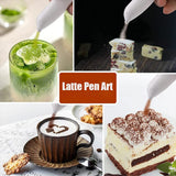 Latte Art Pen, White Spice Pen Electric Coffee Pen for Latte & Food DIY, Works with Cinnamon, Salt, White sugar, Fine Coffee Grinds