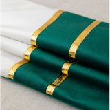 Set of 2 Velvet Decorative Throw Pillow Covers Dark Green White Patchwork with Gold Leather Pillow Covers 18 × 18 Inch Cushion
