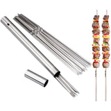 304 Stainless Steel 13.2" Long Flat Barbecue Skewers,20PCS BBQ Kebab Skewers with Portable Metal Storage Tube,(20PCS)