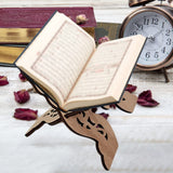 Holder Stand Muslim Al-Quran Rehal Book Stand,Foldable Wooden Prayer Books Shelf ,Reading Shelf for Religious Gift (Wood-Small)