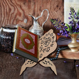 Holder Stand Muslim Al-Quran Rehal Book Stand,Foldable Wooden Prayer Books Shelf ,Reading Shelf for Religious Gift (Wood-Small)