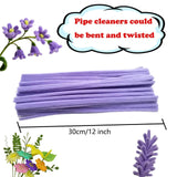 100 Pieces Light Purple Pipe Cleaner Craft Set,Thick Fuzzy Chenille Stem Pipe Cleaners for DIY Craft Projects and Decorations
