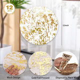12 Pcs  Gold Round Placemats Metallic Glitter Gold Foil Mesh Decorative Table Mates Gold for Wedding (13 Inch)