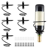 6 Pcs Spiral Wine Wall Holder, Wall Mounted Wine Rack, Metal Wine Bottle Display Holder , Black (Downward Style)