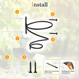 6 Pcs Spiral Wine Wall Holder, Wall Mounted Wine Rack, Metal Wine Bottle Display Holder , Black (Downward Style)