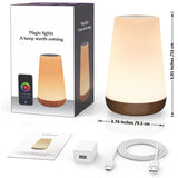 LED Night Light Touch Lamp Table for Kids Bedroom Rechargeable Dimmable with Warm White Light RGB Color Changing