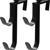 2 Pcs Double Pool Fence Hooks for Pool Equipment - Adjustable Pool Pole Hanger Rustproof Pool Hooks for Poles Black