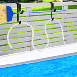 2 Pcs Double Pool Fence Hooks for Pool Equipment - Adjustable Pool Pole Hanger Rustproof Pool Hooks for Poles Black
