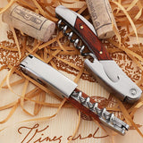 Heavy Double Hinged Fulcrum Corkscrew Wine Opener with Premium Rosewood Handle and Foil Cutter, Great Birthday Gift