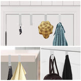 2PC Over The Door Hooks, Sturdy Metal Single White Door Hanger Hooks for Hanging, Towels, Clothes, Bathroom, Hold Up