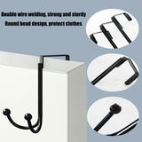 2PC Double Hanger Hooks, Metal Twin Hooks Organizer for Hanging Coats, Hats, Robes, Towels- Black
