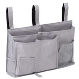 Bedside Caddy, Hanging Storage Bag Holder Beside Organizer with Pockets for Bunk Dorm Rooms and Hospital Bed Rails, Grey
